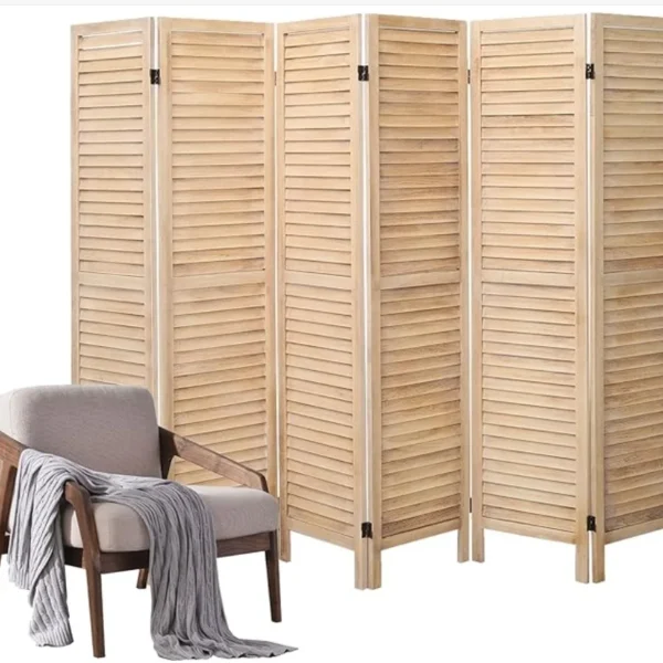 6 Panel Wood Divider Privacy Screen, Freestanding