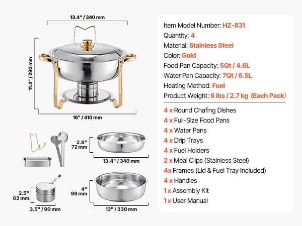 4 Pack  Dish Buffet  Server for Party Banquets