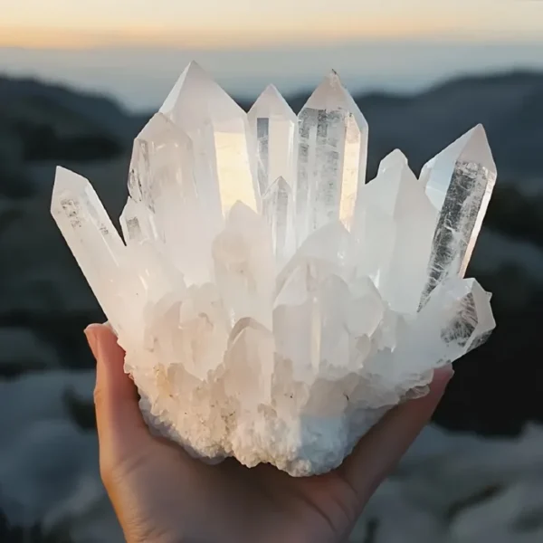Clear Quartz Crystal Mineral Cluster