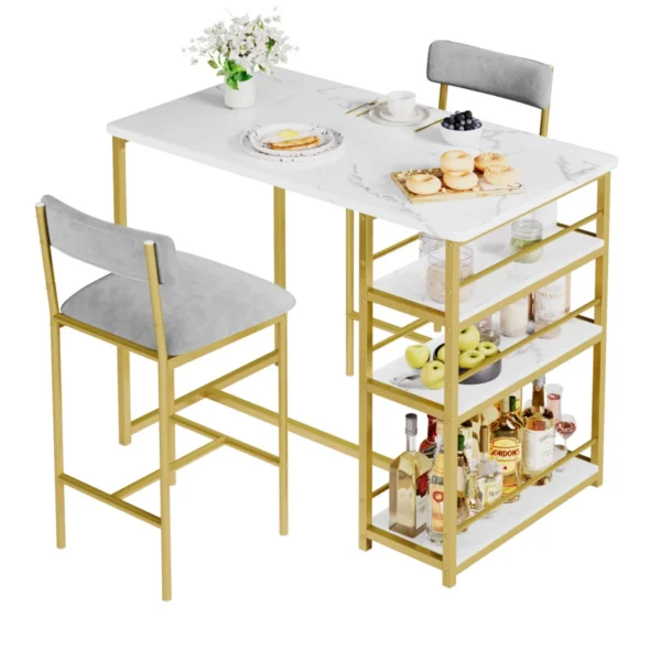 2-Person Dining Table Set with Upholstered Chairs