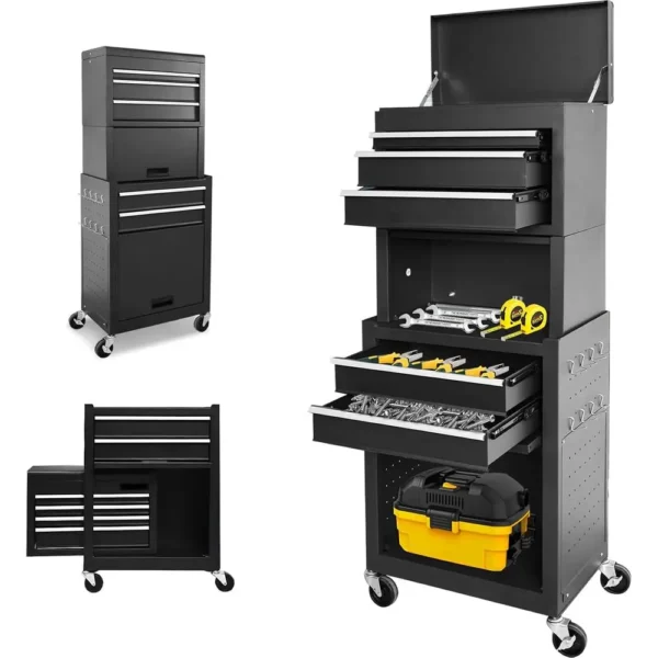 Versatile 3-in-1 Rolling Tool Chest with Metal Box