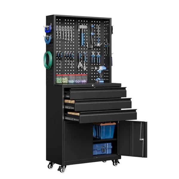 3-Drawer Metal Storage Rolling Cabinet, 71"