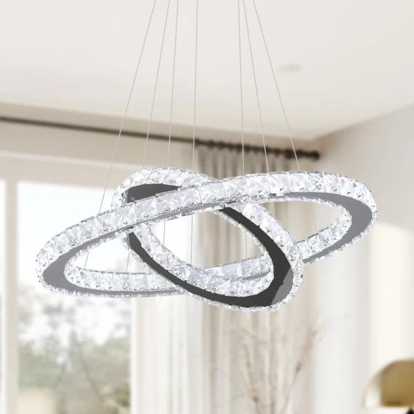 Modern Led Pendant Light Luxury Crystal Rings