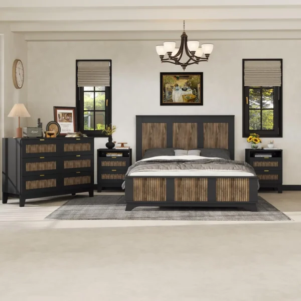 4 Piece Bedroom Furniture Set Queen Size Bed