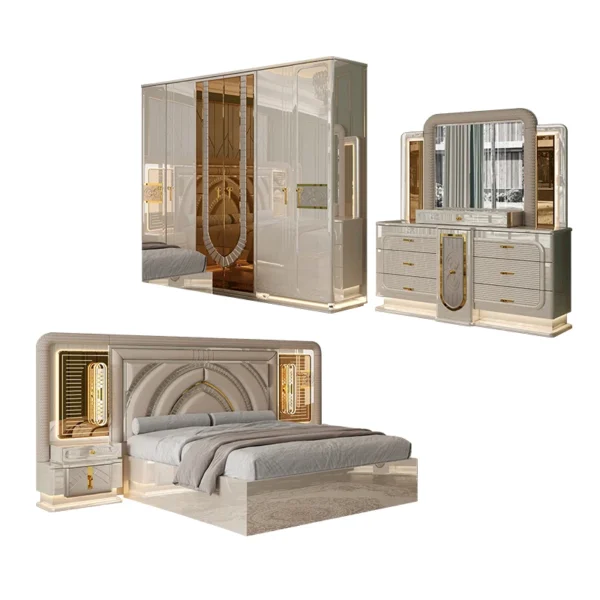 Complete Royal Design Leather King Size Bed Sets